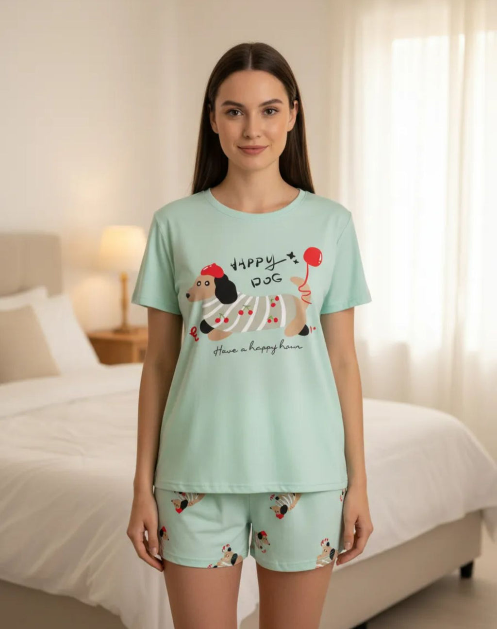 Pijama de Dama de 3 piezas Pantalon y short