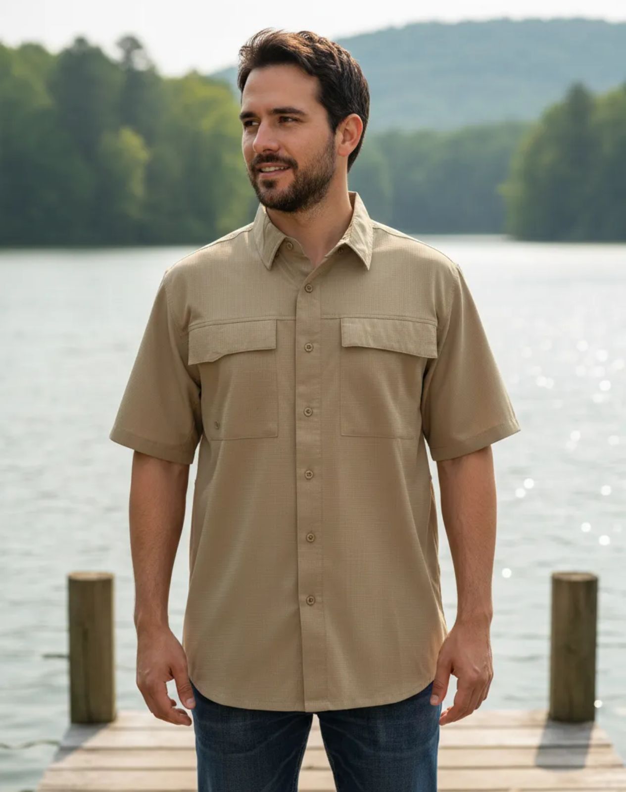Camisa de pescador manga corta