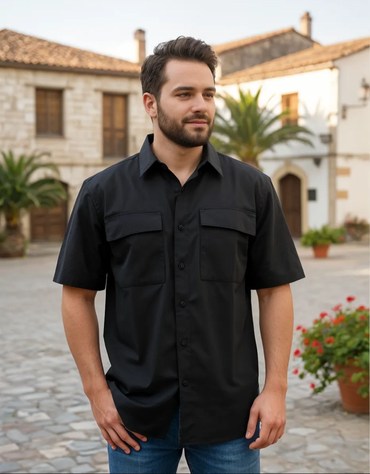 Camisa de pescador manga corta