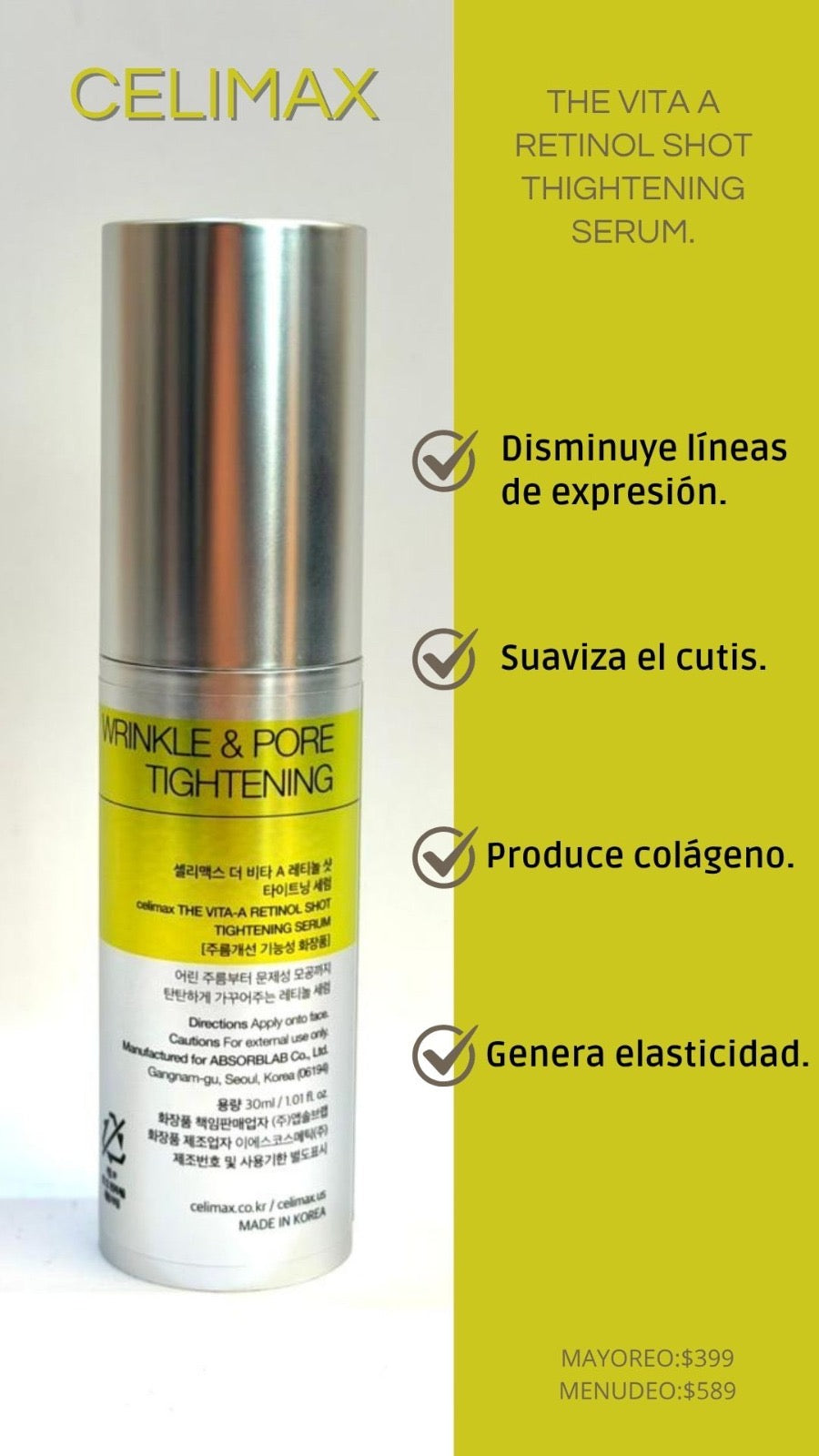 CELIMAX - The Vita-A Retinol Shot Tightening Serum - 30ml