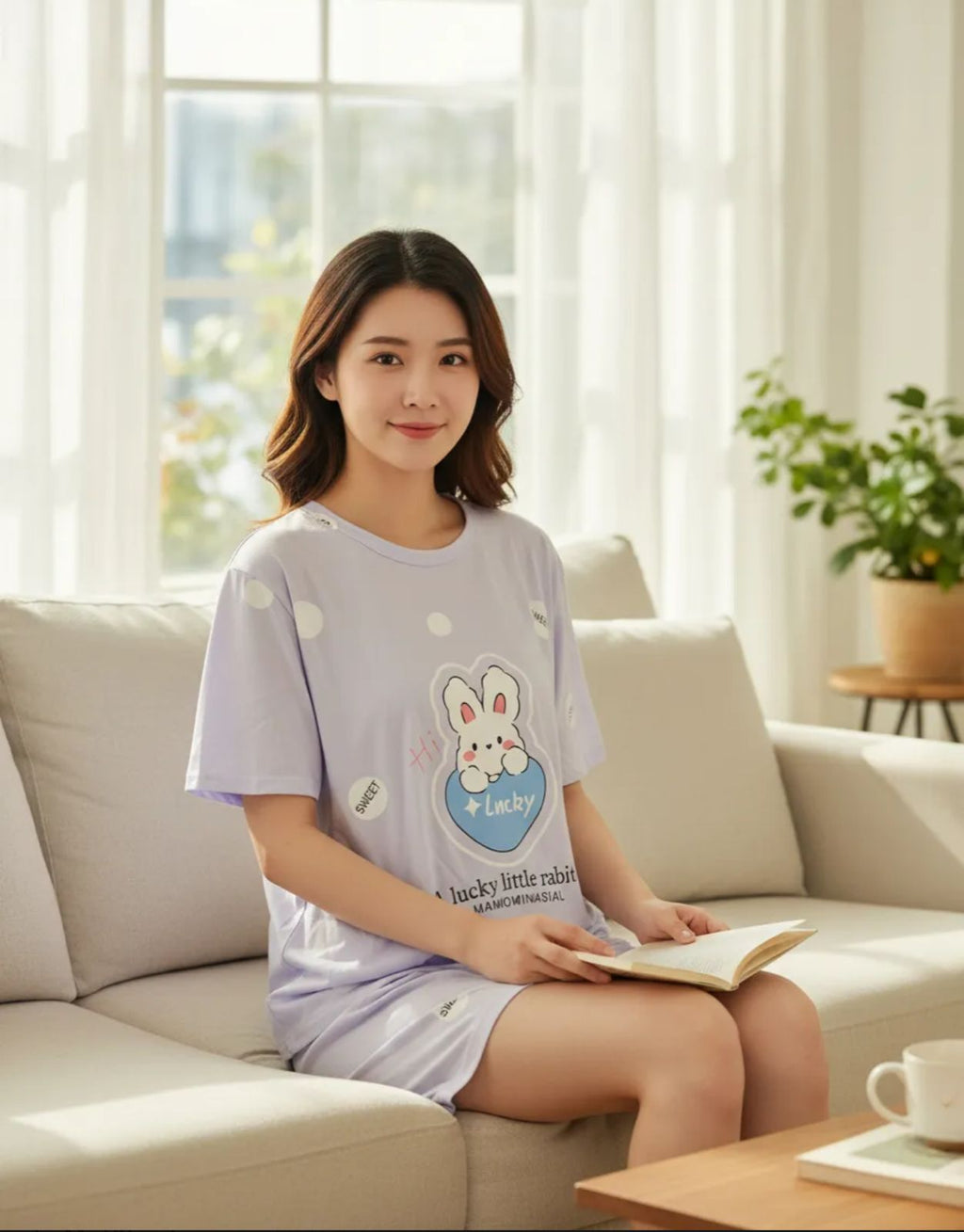 Pijama de Dama de 3 piezas Pantalon y short