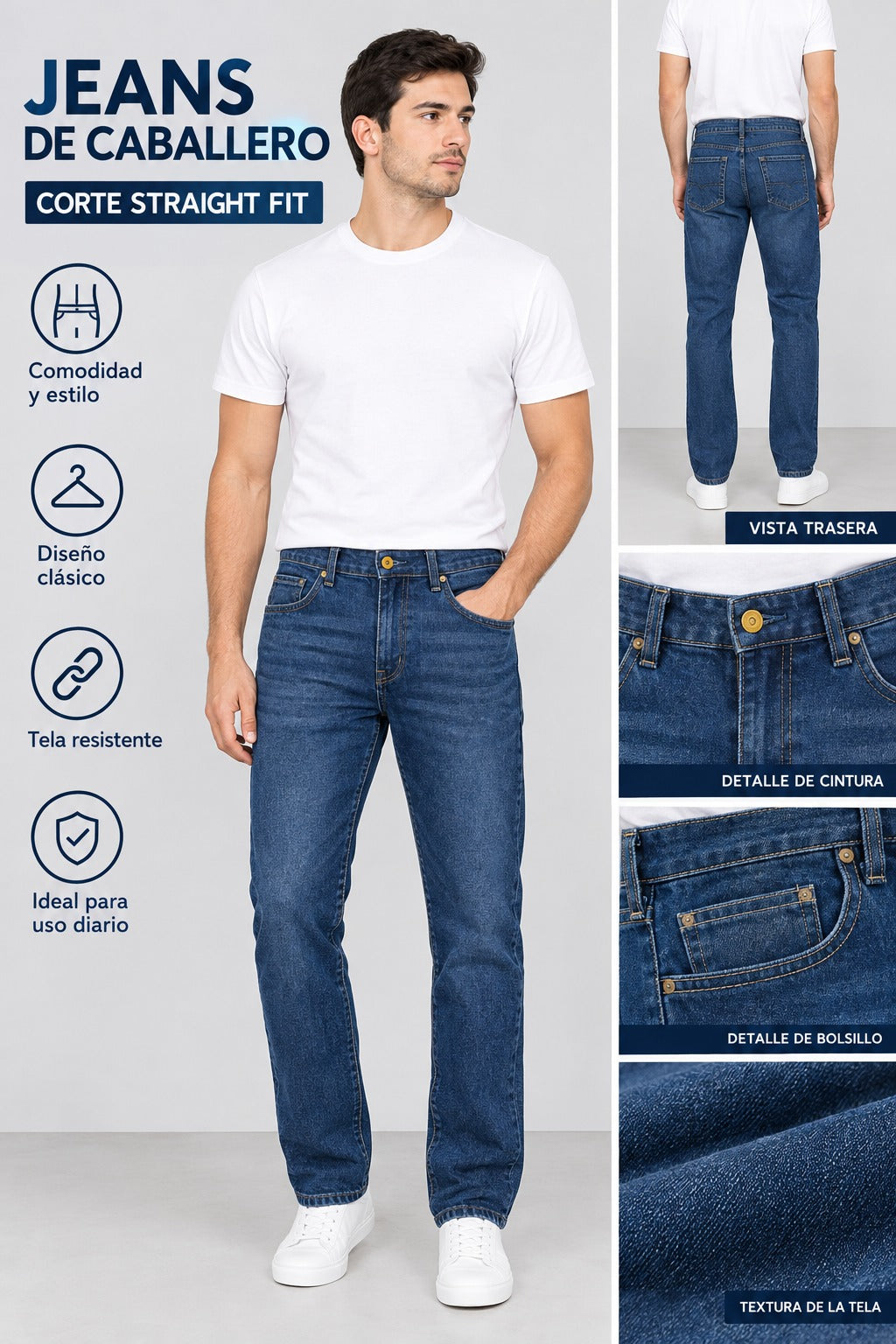 Pantalon de Caballero corte Straight fit