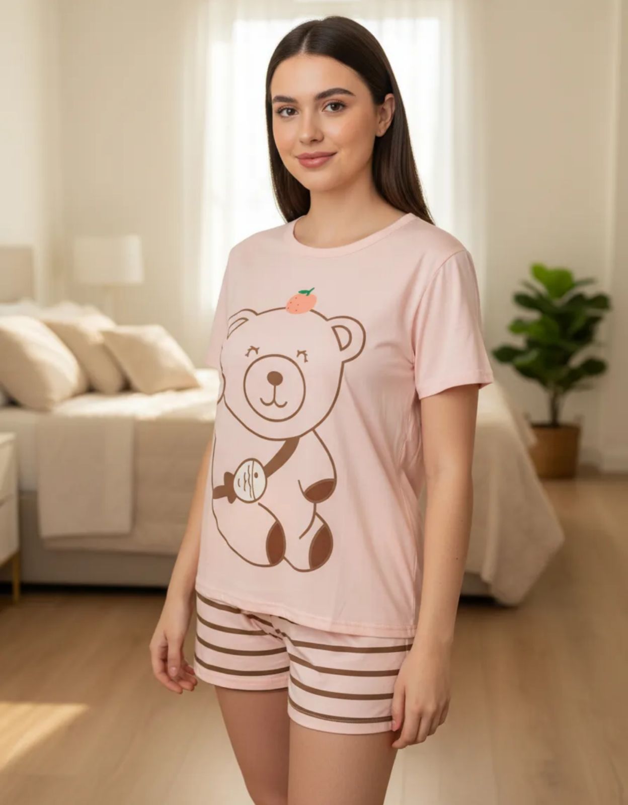 Pijama de Dama de 3 piezas Pantalon y short