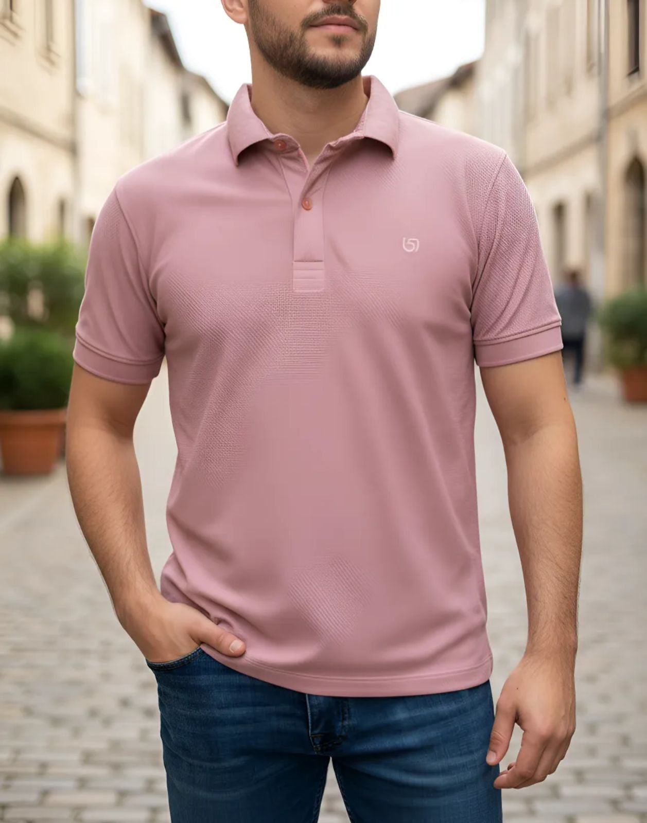 Playera de Caballero tipo polo de algodon