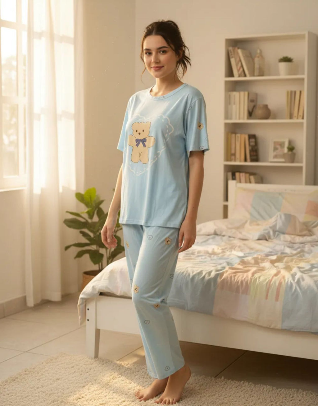 Pijama de Dama de 3 piezas Pantalon y short