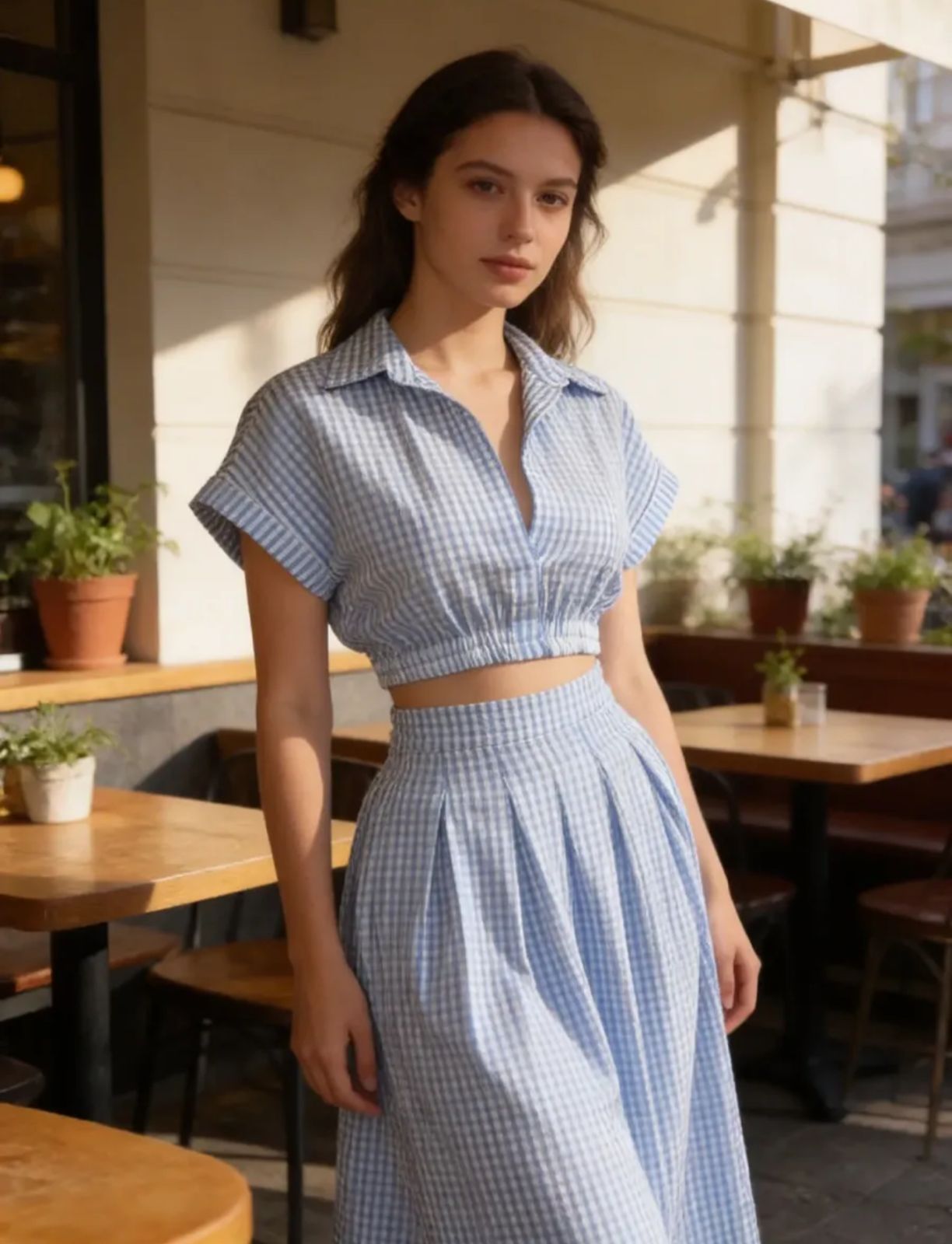 Conjunto de Dama de 2 piezas camisa y falda