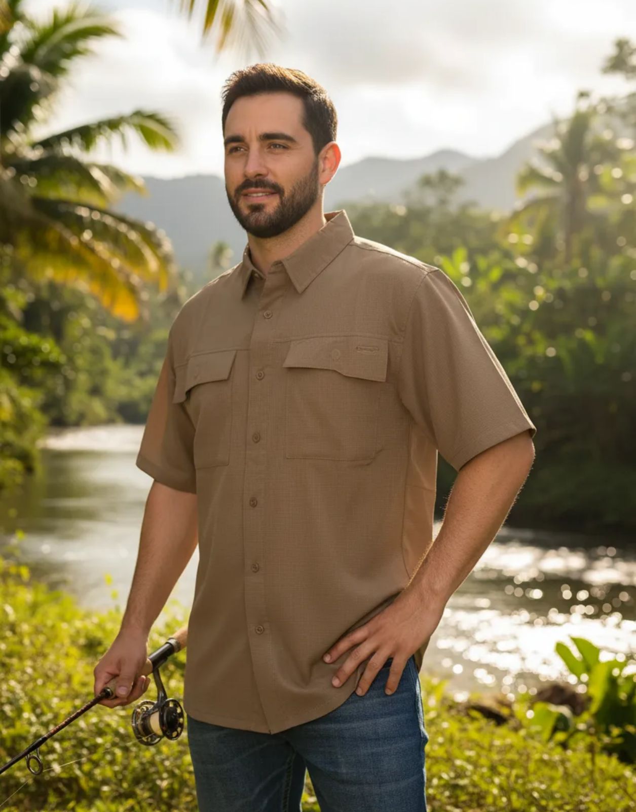 Camisa de pescador manga corta