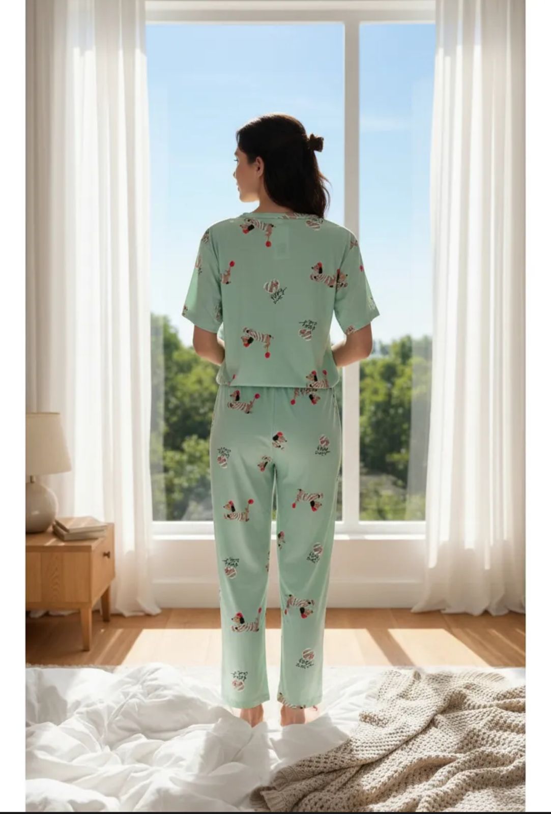 Pijama de Dama de 3 piezas Pantalon y short