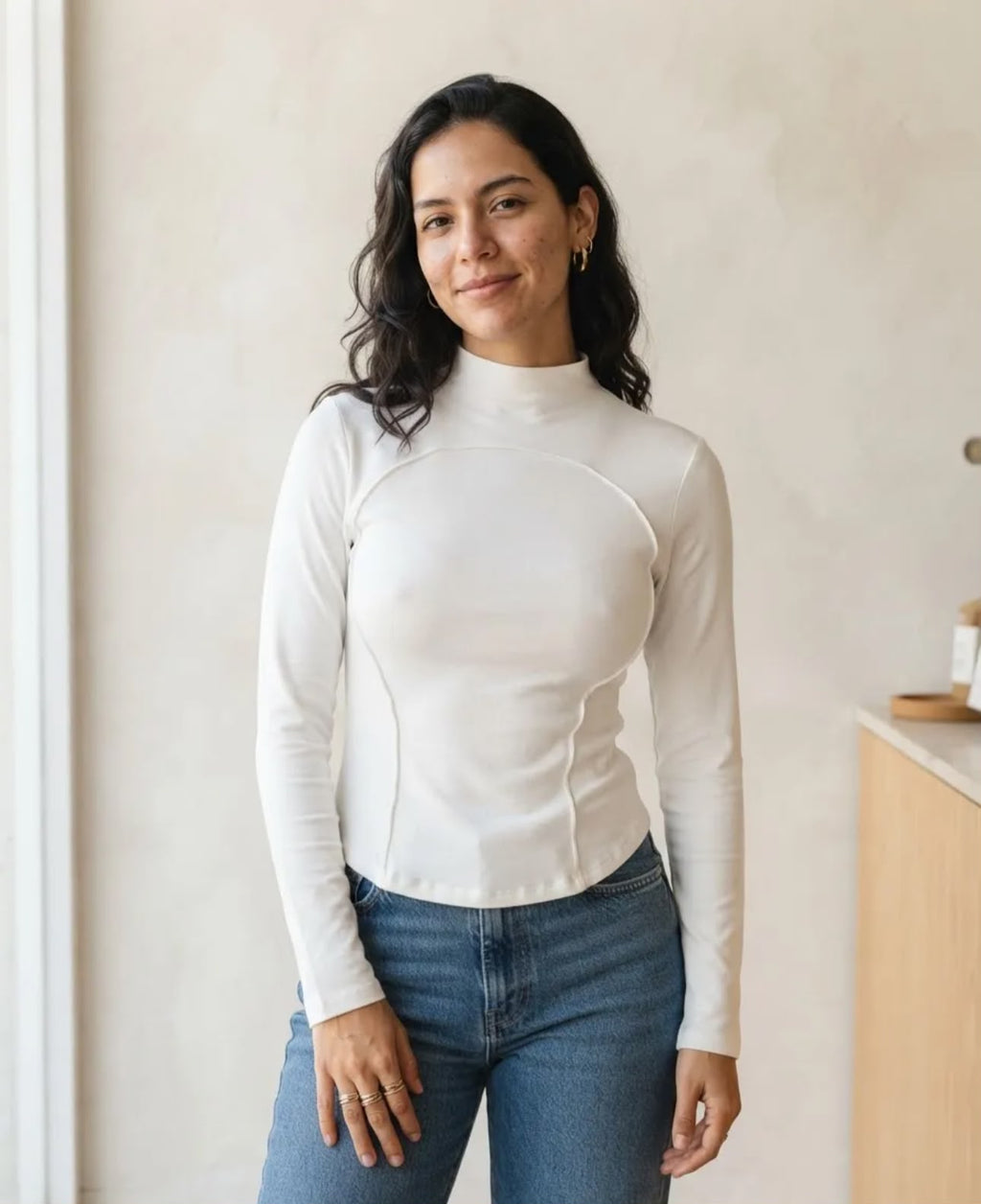 Blusa de Dama manga larga cuello de tortuga