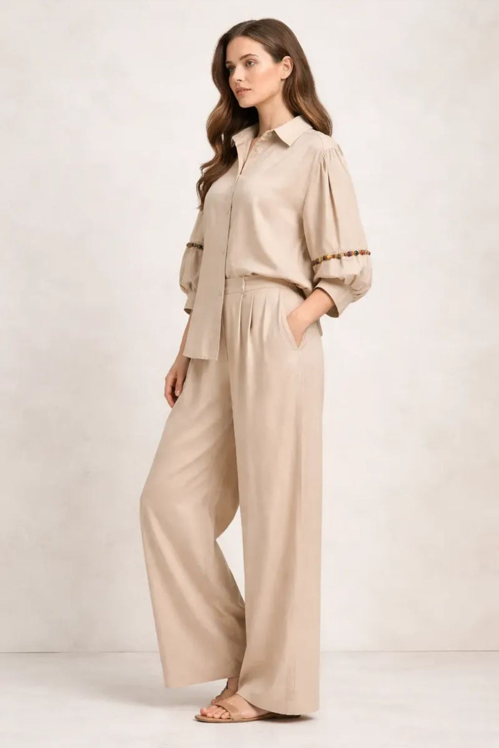 Conjunto de Dama camisa manga larga y pantalon
