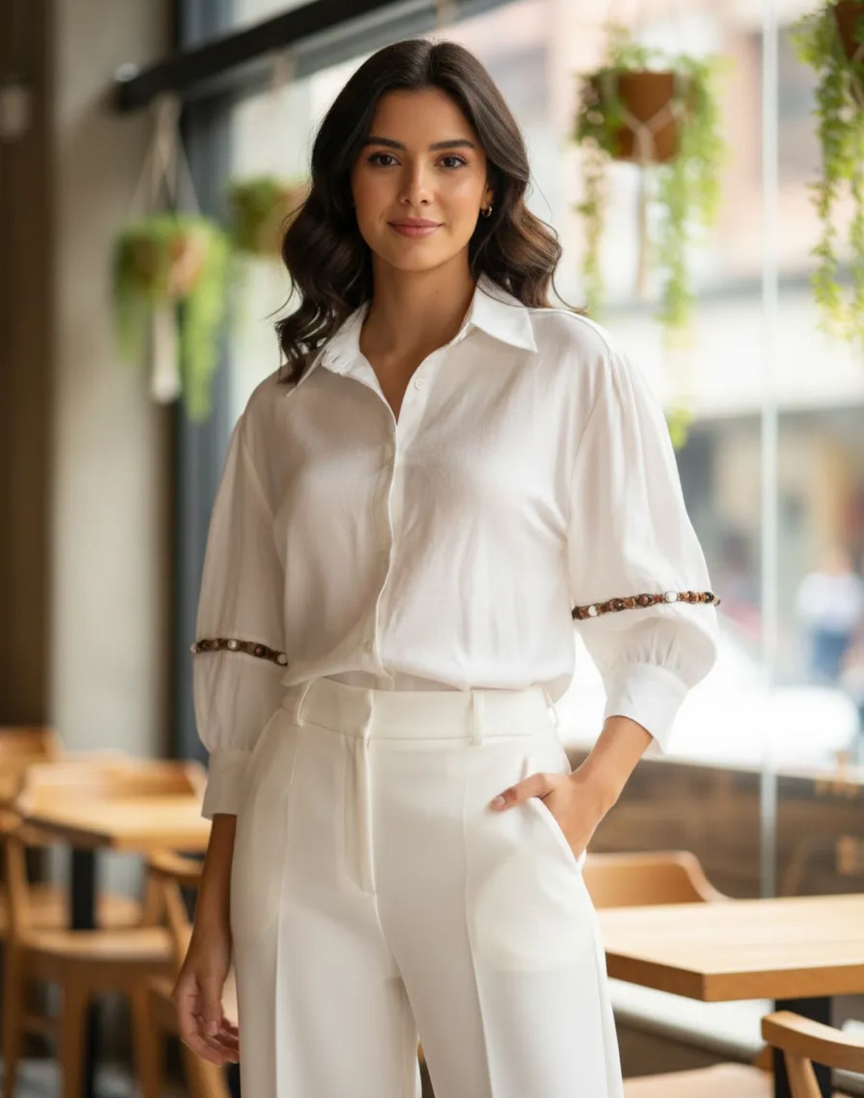 Conjunto de Dama camisa manga larga y pantalon