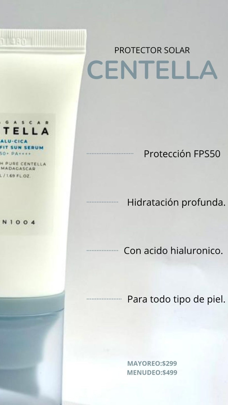 SKIN1004 Madagascar Centella Hyalu-cica Water-Fit Sun Serum - Bloqueador Coreano con Centella y Ácido Hialurónico