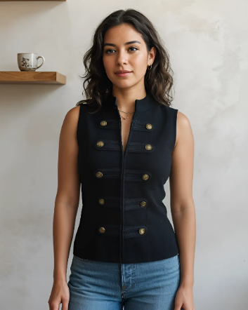 Blusa de Dama estilo Napoleon sin Mangas