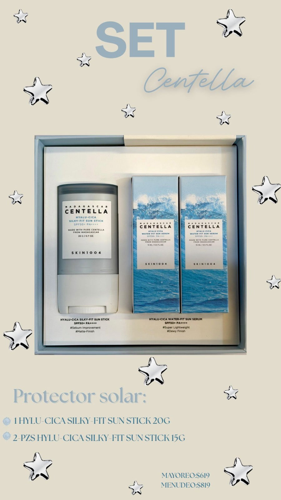 SKIN 1004 - Set de Cuidado Solar Hyalu Cica Sunsational Kit