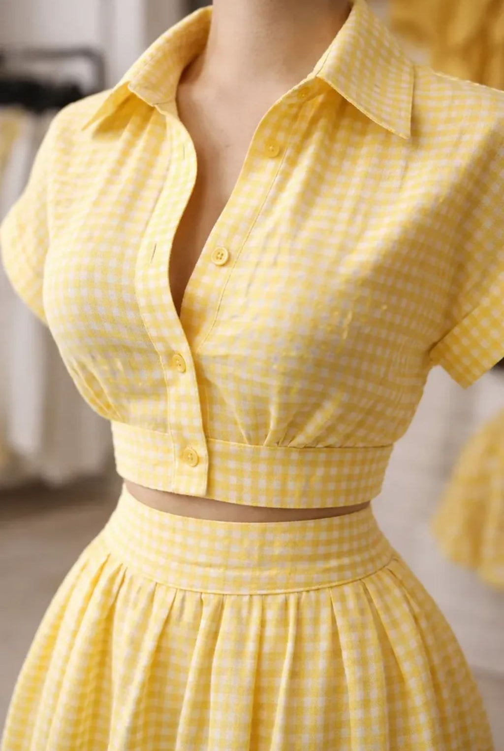 Conjunto de Dama de 2 piezas camisa y falda
