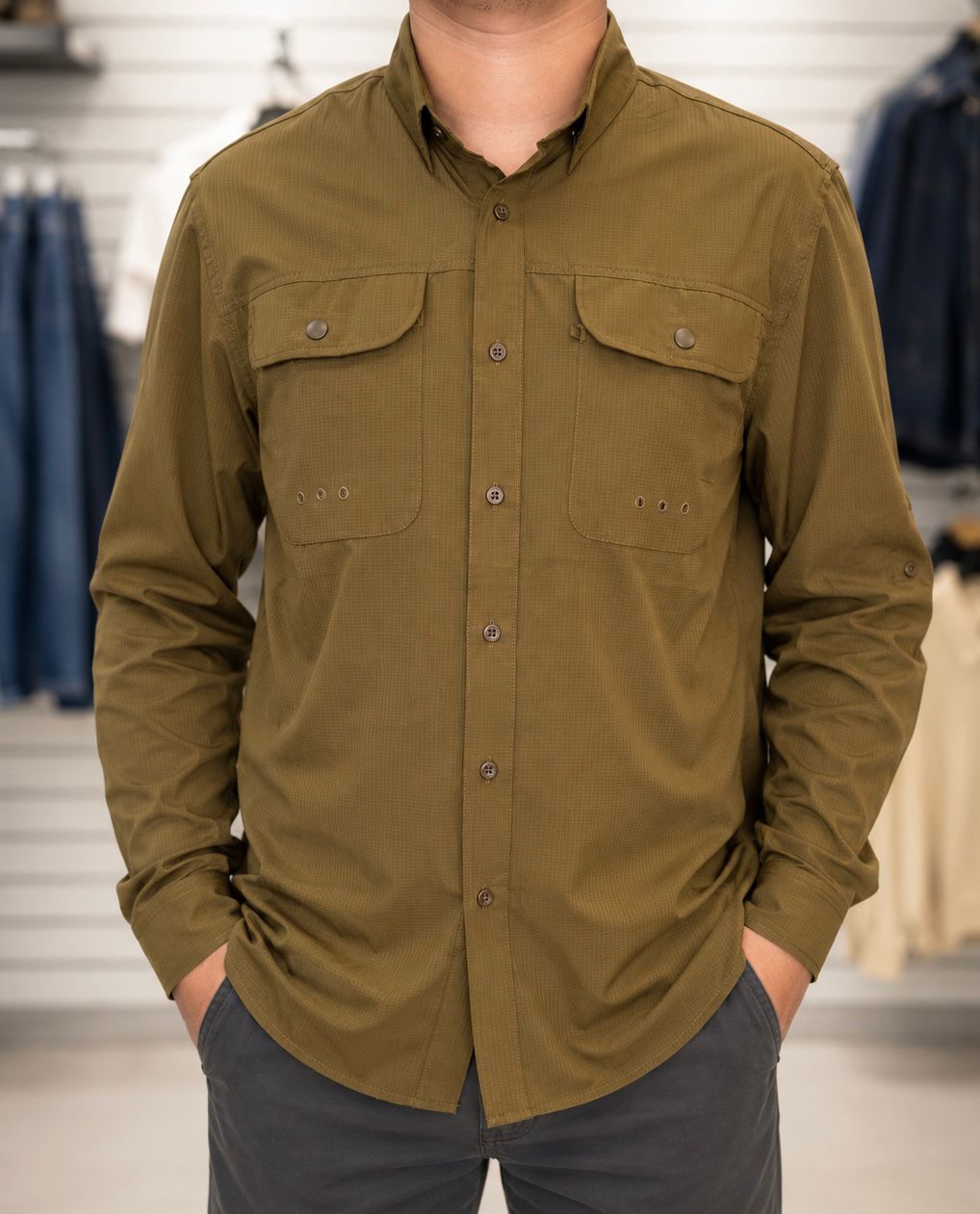 Camisa de Caballero tipo Pescador Manga larga