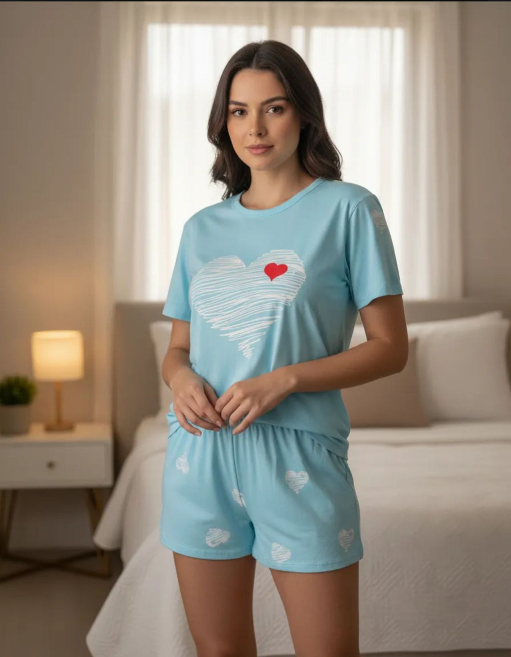 Pijama de Dama de 3 piezas Pantalon y short