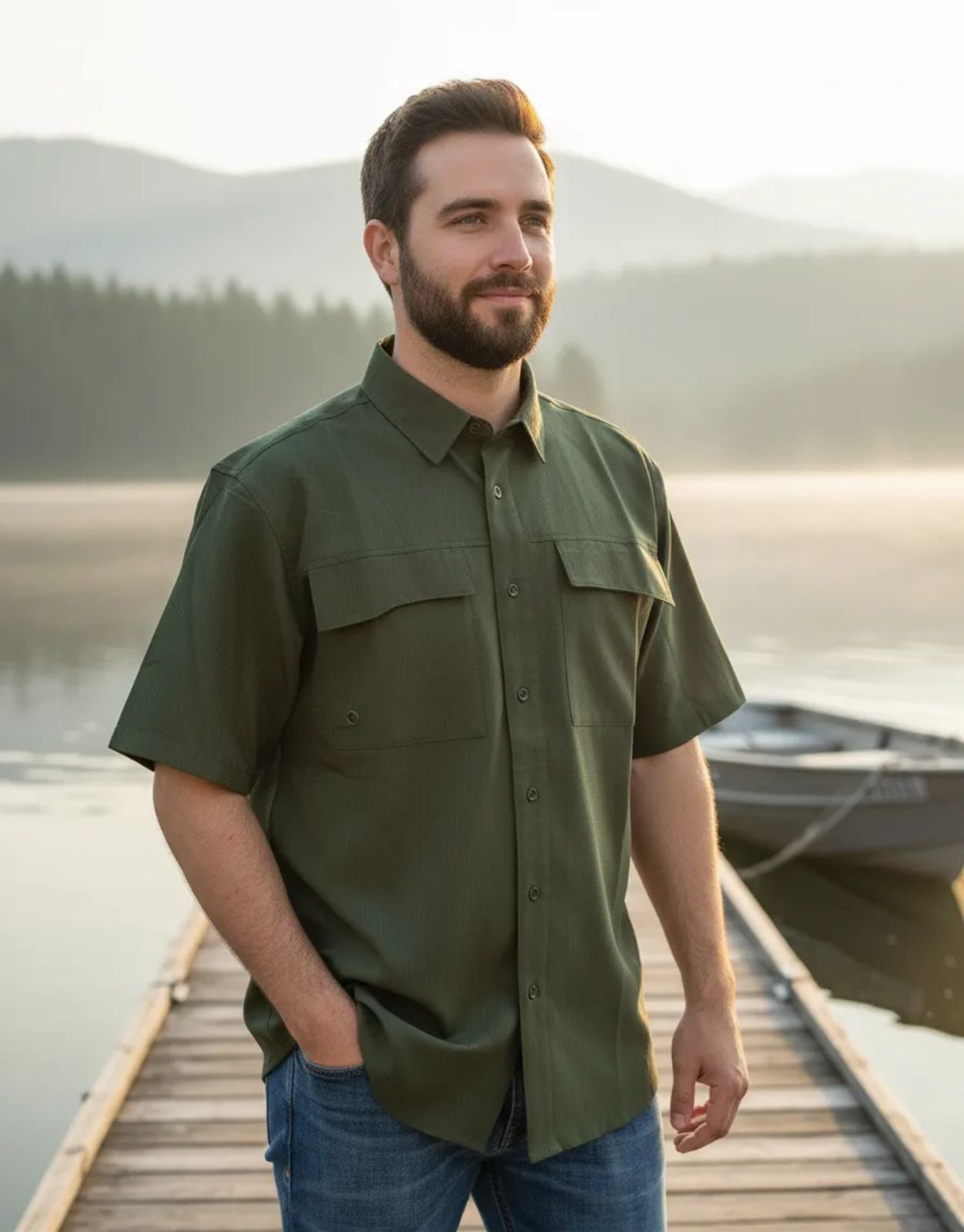 Camisa de pescador manga corta