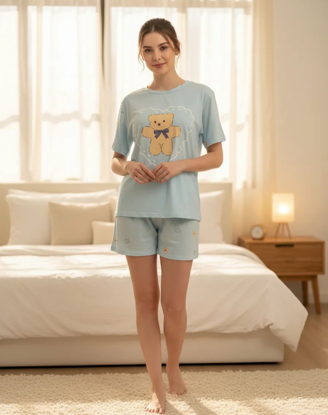 Pijama de Dama de 3 piezas Pantalon y short