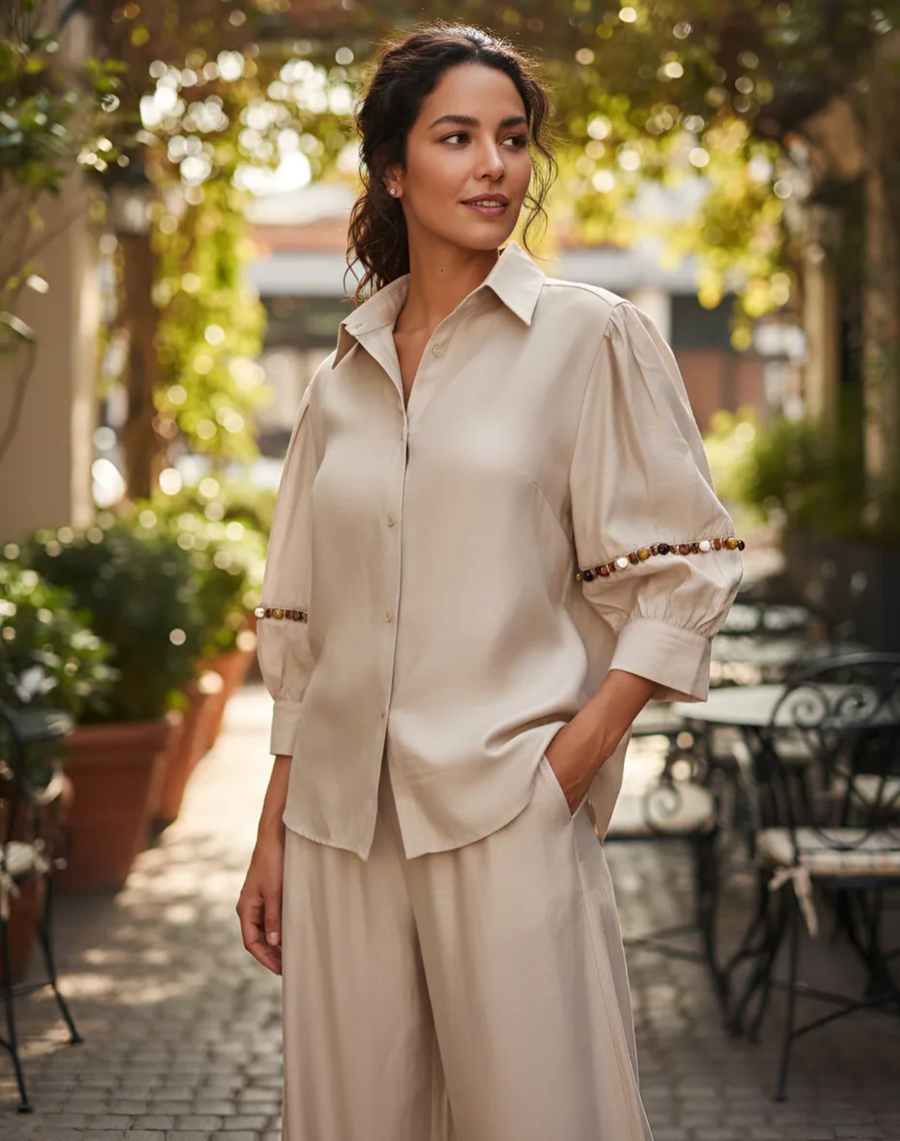 Conjunto de Dama camisa manga larga y pantalon
